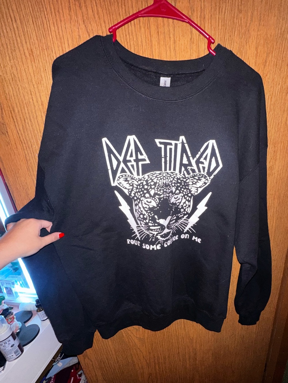 Gildan Black Sweatshirt with White Graphic “Def Tired”
